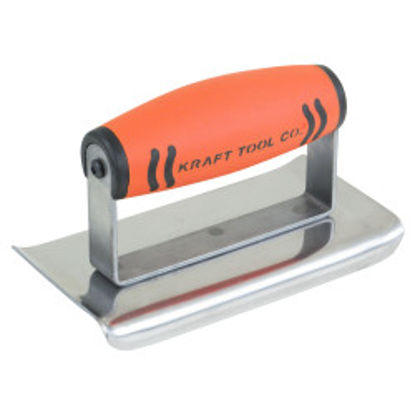 Picture of Kraft Tool Co.® - 6" x 3" 1/4"R Stainless Steel Curved Ends Cement Edger with ProForm® Handle