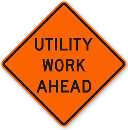Picture of W21-7 UTILITY WORK AHEAD Sign Diamond Grade