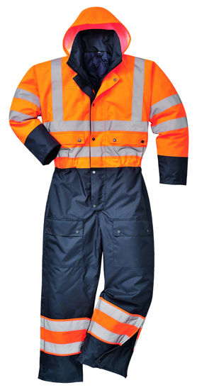 Picture of Portwest Hi Visibility Contrast Coverall Orange/Navy