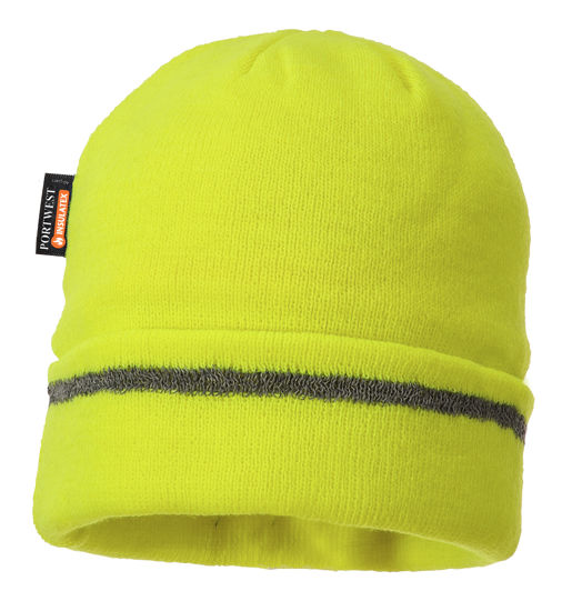 Picture of Portwest Reflective Trim Knit Hat Insulatex Lined, Yellow