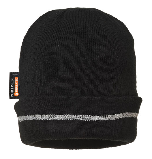 Picture of Portwest Reflective Trim Knit Hat Insulatex Lined, Black