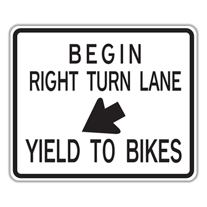 Picture of R4-4 BEGIN RIGHT TURN LANE YIELD TO BIKES Sign Aluminum Diamond Grade