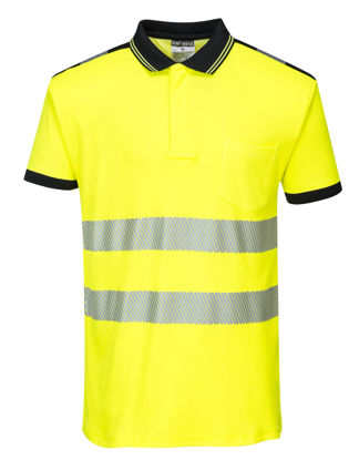 Picture of Portwest  PW3 Hi-Vis Shirt Sleeve Polo Shirt Yellow/Black
