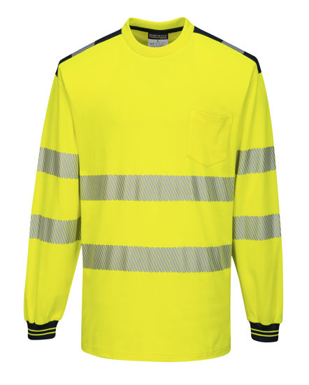 Picture of Portwest   PW3 Hi-Vis Long Sleeve T-Shirt Yellow/Black